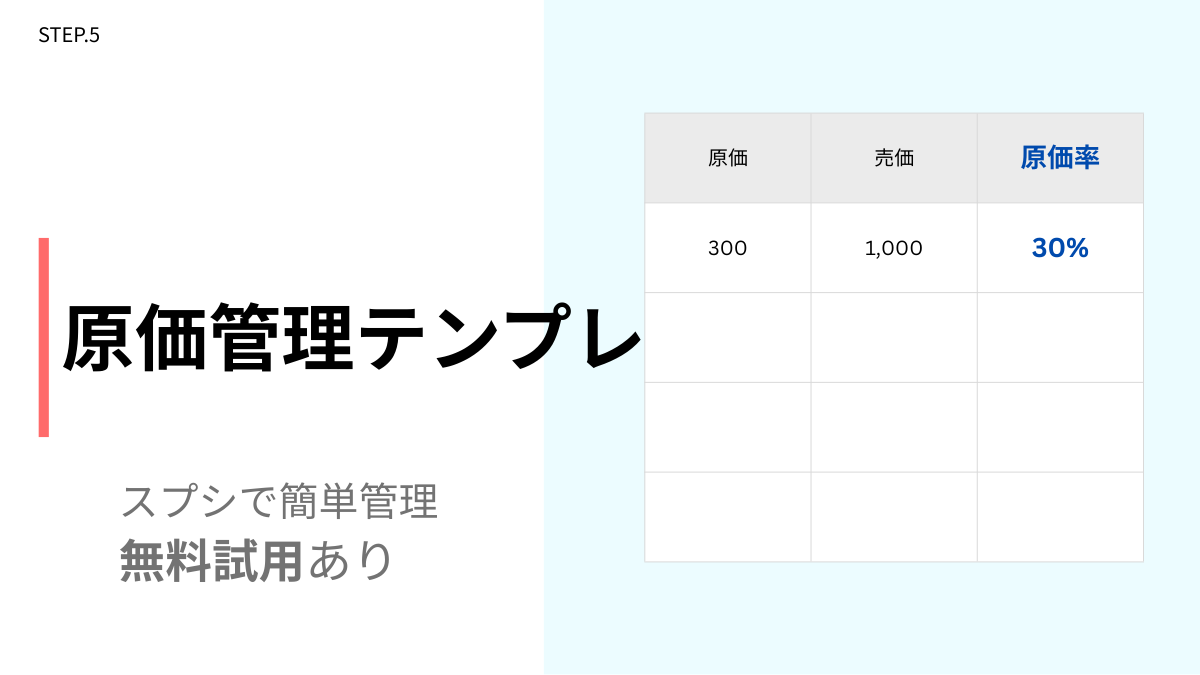 飲食店の原価管理テンプレート（無料試用あり）｜スプレッドシートで簡単に利益を見える化